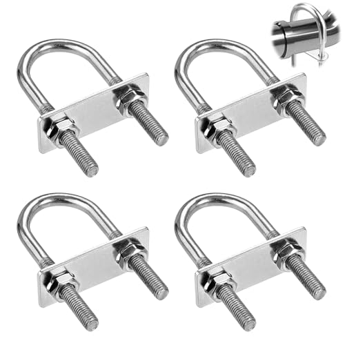 Lot de 4 vis à étrier M6, en acier inoxydable U, avec cadre écrou et éléments de fixation, vis en U, boulons à étrier pour tube de 50 x 80 mm de...