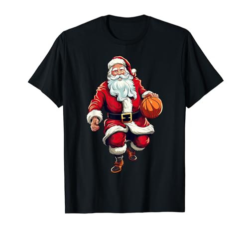 Santa Basketeer Jugador de baloncesto Navidad Fiesta de Navidad Niños Camiseta