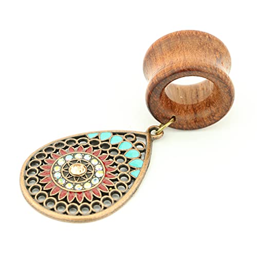 Balala 00G 10Mm Bohemian Teardrop Wood Dangle Ear Gauges Piercing Flesh Tunnels Plugs Statement Earrings, Brown(Ba161-10) #TOP3