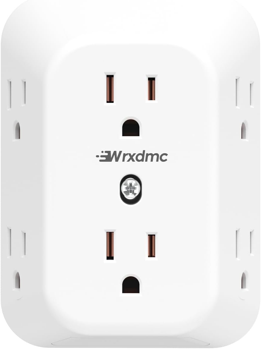 2 to 3 Prong Outlet Adapter, WRXDMC 2 Prong Power Strip, 3 to 2 Prong Outlet Adapter, Widely Spaced Multi Plug Outlet Splitter, 3-Sided 6 AC Outlets, Polarized Plug, Ideal for Old House