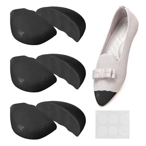 3 Pairs Shoe Filler Inserts for Prevent Slipping,Shoe Inserts for Women Too Big,Suitable with Sneakers,Outdoor,High Heels,Black Contain Dot Glue (Medium: Fits Shoes Half to One Size Larger)