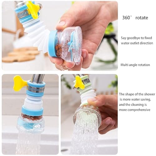 Image of Water Saving Movable Sink Faucet with Expandable Water Tap, Filtered Shower Head Attachment - Adjustable Swivel, Splash-Free, Eco-Friendly Water Flow Control(2PCS)
