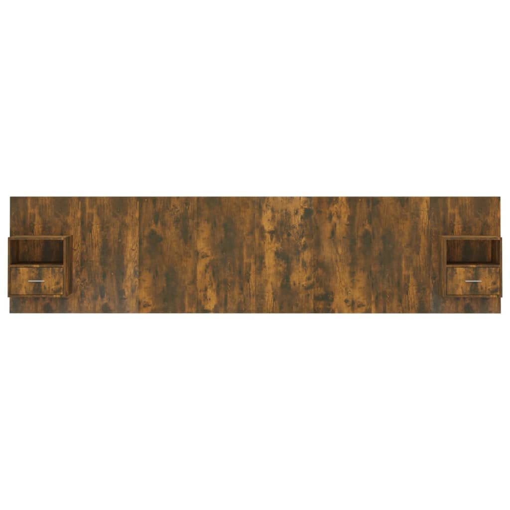 vidaXL Cabecero de Cama Cabezal Dormitorio Estructura Habitación Mobiliario Muebles Decoración Adorno con Mesitas Madera Contrachapada Roble Ahumado