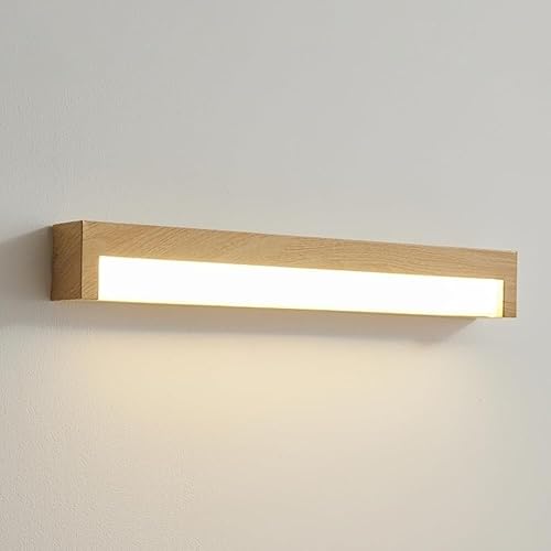 Modern Wood LED Vanity Light Bar Natural Wooden Linear Wall