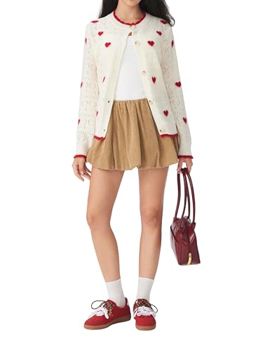 Image of CIDER Cardigan Sweaters for Women Trendy Cute Sweaters Long Sleeve Crew Neck Heart Print Cardigans Spring Fall Outfits