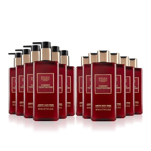 Image of Baylis & Harding Edit Cherry Temptation Bundle: 6 x 400 ml Body Wash & 6 x 400 ml Hand Wash (12 Bottles) - Vegan Friendly
