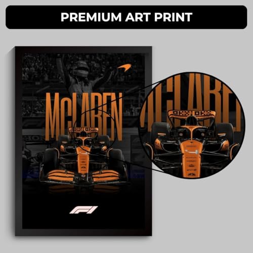 Image of Funk You Store McLaren F1 Poster | Framed McLaren F1 Car A4 Sized (31 x 23 cm) | Lando Norris Poster | McLaren Car Posters for Wall, Gift for Boys, Formula 1 Frames | Formula 1 Frame (F 013)
