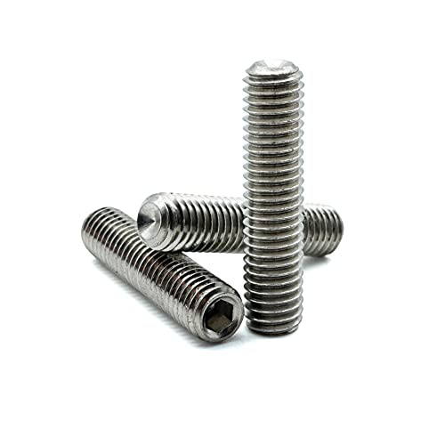 Hippo Hardware M6 (6mm X 25mm) Grub Screws Cup Point Hex Allen Socket Set Screws A2 Stainless Steel (Pack of 10)