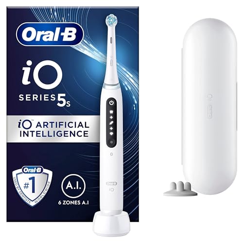 Oral-B iO 5S Elektrische Zahnbürste, 1 Reisetasche, Designed by Braun, Elektrische Zahnbürste, Oral B Weiß
