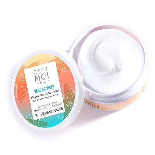 C'est Moi Vanilla Vibes Nourishing Body Butter | Gentle Moisturizer, Hydrates Skin, Clinically Tested Non-Toxic Ingredients feat. Organic Shea Butter, Coconut Oil. & Avocado Oil, EWG Verified, 6 oz