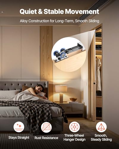 Image of VEVOR Sliding Pocket Door Hardware Track Kit, 44.69 inch Pocket Door Track Kit with Soft Close Mechanism for Smooth and Quiet Sliding, Easy to Install, for 1 inch to 1 3 /4 inch Thickness 24 inch Width Single Door