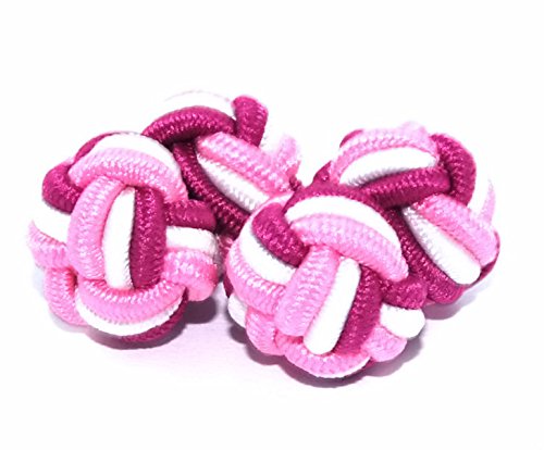 Gemelolandia | Gemelos Borla Rosa, Fucsia y Blanco Gemelos Originales Para Camisas | Para Hombres y Niños | Regalos Para Bodas, Comuniones, Bautizos y Otros Eventos