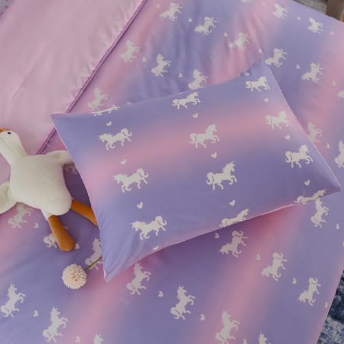 Image of Cokouchyi Twin Comforter Sets for Boys Girls, Unicorn Glow in The Dark Kids Bedding Sets, 5 Pcs Twin Bed in a Bag with Comforter, Sheets, Pillow Sham, Cushion Cover, Unicorn