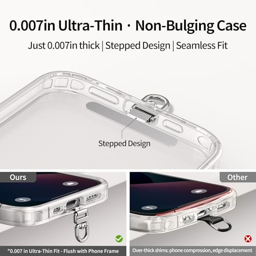 Image of saxsion Phone Tether Tab & Lanyard Tab, 360 Swivel Clip - Ultra Thin Stainless Steel Universal Patch for All Phone Cases