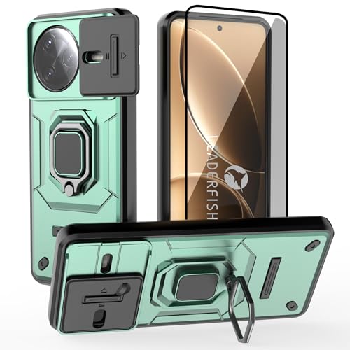 LEADERFISH �y�����Y�J�o�[�S�ʕی�zfor Xiaomi POCO F7 Pro �P�[�X �����O + �K���X �t�B���� �J�����ی� TPU+PC 360°��] �X�^���h�@�\ �ԍڃz���_�[�Ή� �V���I�~ Redmi K80 �P�[�X �N���A �ϏՌ� 