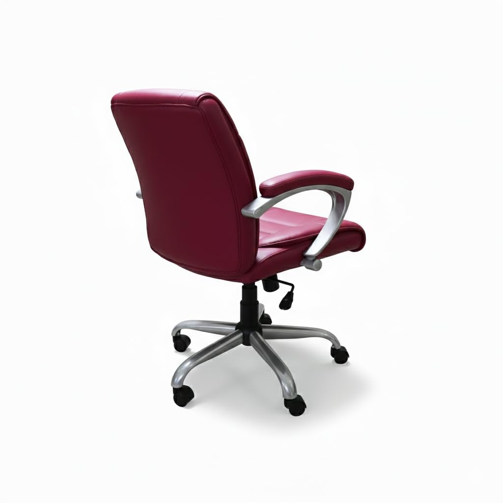 1 Ergonomic Mid-Back Executive Office Chair with Adjustable Height & Armrest Premium Red Leatherette 1 Ergonomic Mid-Back Executive Office Chair with Adjustable Height & Armrest Premium Red Leatherette