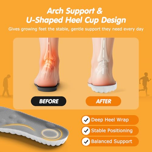 Image of 4D Cloud-Soft Comfort Insoles for Kids and Youth - Trim-to-Fit Insoles with Arch Support and Shock Absorption - Breathable Memory Foam Kids Shoe Inserts Designed for Growing Feet (US Youth 5Y - 6Y)