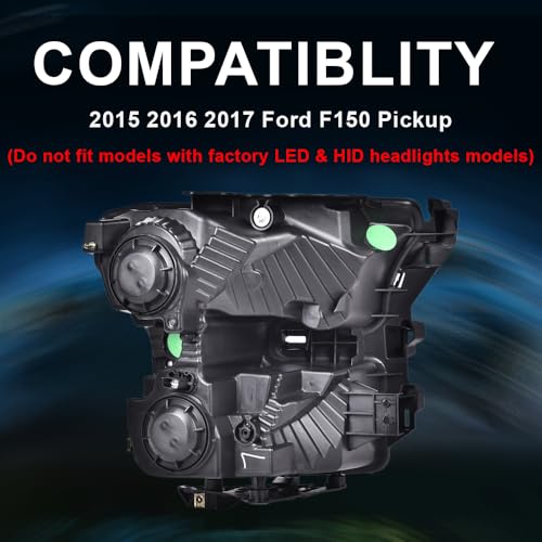 Image of G-PLUS Headlights Assembly, Compatible with Ford F150 2015 2016 2017 Bumper Headlamps W /o Bulbs, Clear Lens Black Housing Amber Reflector Luces delanteras,faro delantero,faros delanteros