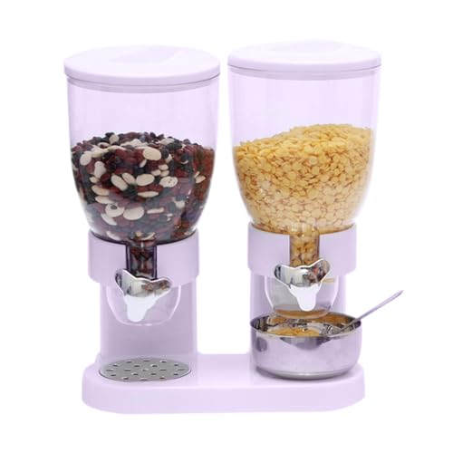 Mingchengheng Distributeur de céréales double, distributeur de céréales, distributeur de céréales, distributeur de céréales, double distributeur pour bonbons et aliments secs, distributeur de bonbons