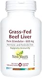 New Roots Herbal Grass-Fed Beef Liver 600mg, 30 Veg Capsules - Pure Glandular Supplement from New Zealand Cattle - Nutrient-Dense Source of Vitamins & Minerals - Non-GMO, Made in Canada