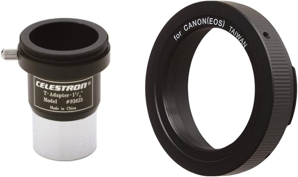 Celestron 93625 Universal 1.25-inch Camera T-Adapter & 93419 T-Ring for 35 mm Canon EOS Camera (Black)