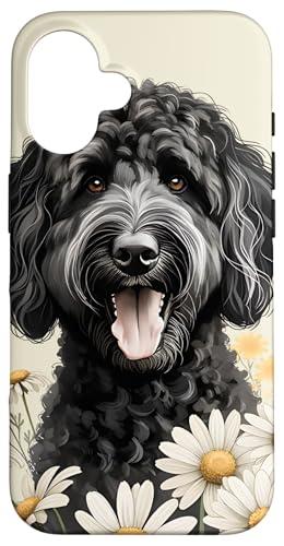Black Labradoodle Dog Summer Wildflowers Artwork Case for iPhone 16