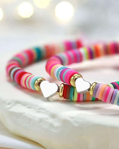 PINKDODO Matching Heart Bracelets for 2-First Day of Kindergarten Mother Daughter Best Friends Bracelets3