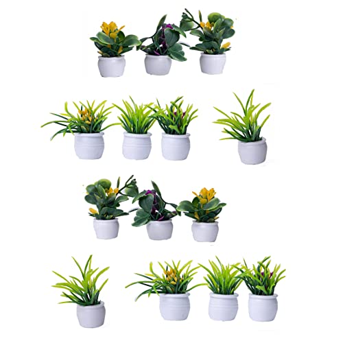 Togudot Dollhouse Miniature Plants Mini Potted Plant Bonsai Flower Model Tiny Fake Greenery Accessories Decoration 14 Pcs Ornament #TOP2