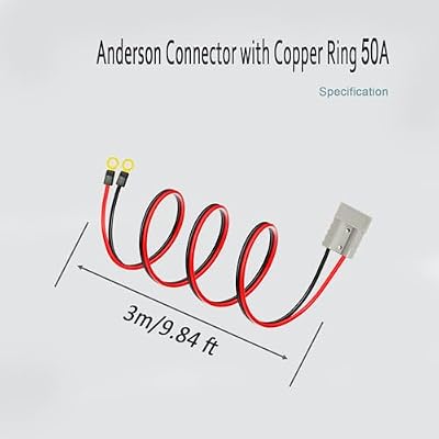 Anderson Plug Connection Cable, 50A Battery Quick Connector, Jumper Cable Connector with 10AWG Cable Trailer Winch Quick Connection Cable with Copper Ring. (3M)