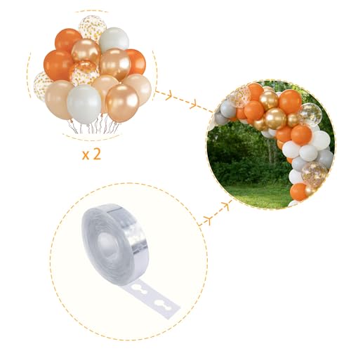 Image of Orange and Sand White Balloons, 70-pack Orange Balloons for Party