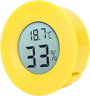 Mini Digital Electronic Temperature Humidity Meters Circular Embedded Digital LCD Thermometer Hygrometer for Humidors Home Greenhouse Babyroom (Yellow Shell)