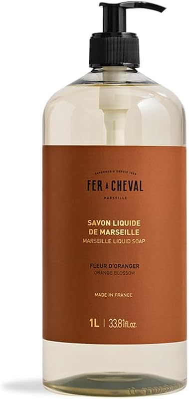Sabonete líquido de Marselha Fer à Cheval, flor de laranjeira, 1 L – com manteiga de karité, fabricação francesa