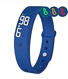 TAD Wearable Temperature Alert Device/ Body Thermometer Bracelet Watch Wristbands Blue USB Rechargeable Digital LED Clock Water Resistant Vibrating Color Changing Thermometer Update Every 15 Minutes
