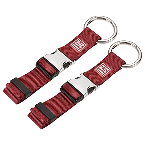Image of MECCANIXITY Luggage Strap, Jacket Gripper Holder Suitcase Belt Carry Clip for Backpack Travel Accessory, Red Pack of 2