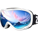 ZIONOR Skibrille für Herren Damen Jugend, Lagopus Snowboard Brille Verspiegelt OTG UV-Schutz Anti-Nebel Schneebrille für Snowboarden Skifahren Skaten