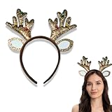 Ziyutam Reindeer Ears, Reindeer Antlers Headband, Deer Ears Costume for Women Christmas Deer Cosplay Dear Ear Headbands for Women, Halloween Christmas Costume Accessories