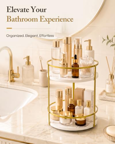 OHOBOX Rotating Bathroom Counter Organizer, 2-Tier Makeup Organizer - image 7