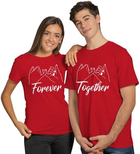 Unicorpse Men's & Women's Cotton Printed Regular Fit Couple T-Shirts (Pack of 2) - Forever-Together