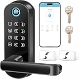 samtechT Smart Lock with Handle, Smart Electronic Door Lock with Handle, Digital Fingerprint Door Lock, Keypad Keyless Entry Door Lock with Handle, Door Knob, Door Lever, Alternatives to Deadbolts