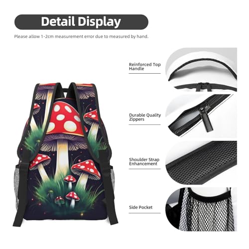 Sac à dos pour ordinateur portable Noir à imprimé champignons magiques, taille unique