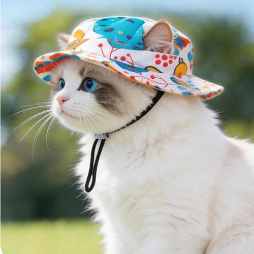 Sombrero de verano para gatos con correa ajustable para sol 3