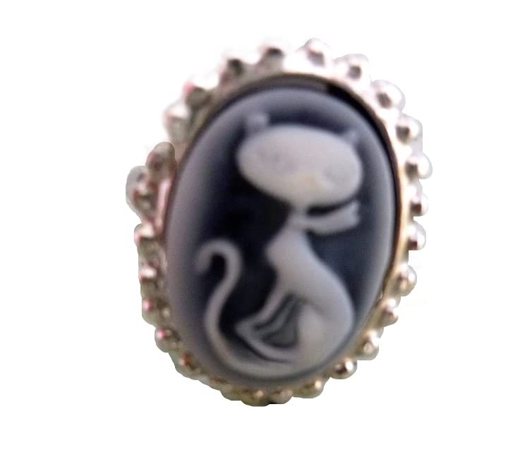 Bague camée argent le petit chat gris bague réglable
