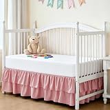Cobedzy Ruffled Crib Bed Skirt, Light Pink, Soft Double Layer, 28'x 52'