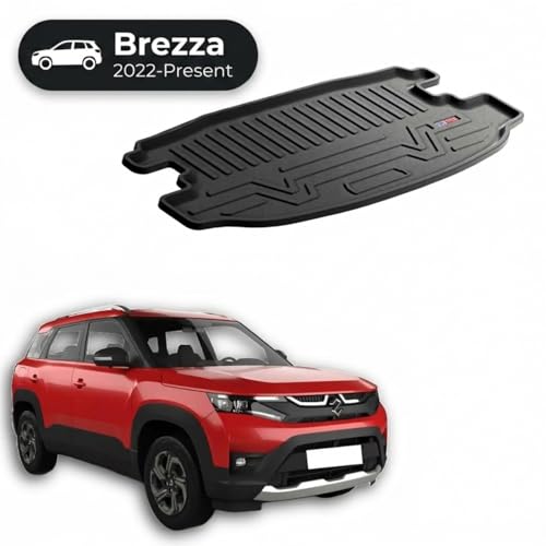 Image of 3D TPE Car Boot Mat for Brezza (2022 Onwards) Custom Fit, Heavy Duty & Anti-Slip Brezza Boot Mat | All Weather Resistant, Waterproof & Dustproof Trunk Liner, Car Dicky Mat