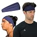 Temple Tape Four Inch Moisture Wicking Workout Sweatband; Absorbs & Evaporates Sweat 8x Faster - Classic (No Pocket) - Navy