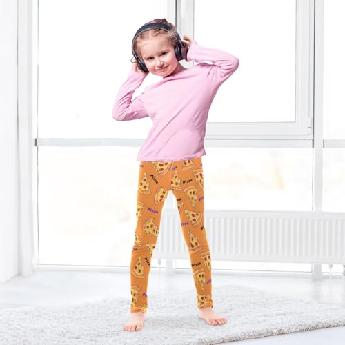 Orange Pizza Girls Leggings Soft Stretch Workout Yoga Dance Pants for Kids Casual Tights4