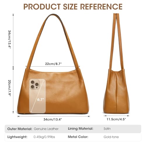 Image of Kattee Genuine Leather Purse and Handbag for Women, Soft Hobo Bag