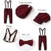 Kimocat Baby Boys Long Sleeve Gentleman Bowtie Outfit Suits Set (Red, 18-24 Months)