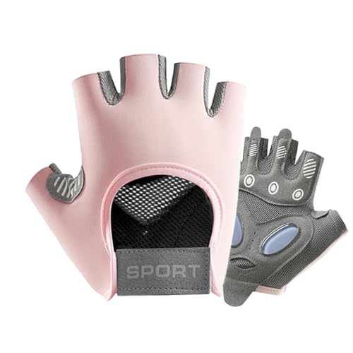 keynoyin Spring/Summer Sports Fitness Gloves, Outdoor Bicycle Touch Screen Dumbbell Gloves - Pink-S