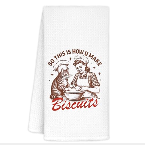 CIOJUNE Funny Cat Baking Kitchen Towels, Gifts for Cat and